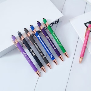 Engraved Ballpoint Pen with Touch Head, Custom Text & Logo Office Supplies Pens,Metal Soft Touch Ballpoint Pen,  Personalized Wedding Gift