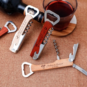 Custom Engraved Wine Bottle Opener, Custom Wine Bottle Openers, Wedding Gifts, Personalized wine cork screws, Gift for Him