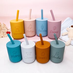 Personalized Silicone Cup With Handel, Engraved Baby Silicone Cup, Toddler Training Cup,Baby Shower Gift, Cup Name Labels Engrave