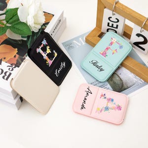 Personalized folding makeup mirror, PU Leather Makeup Mirror, Bridesmaid Gift，Travel Makeup Mirror, Handheld Makeup Mirror