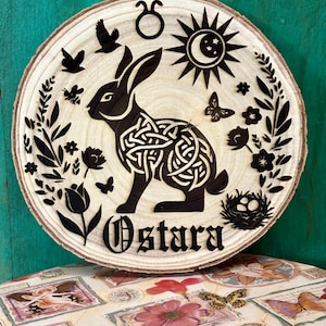Ostara Art Piece, Laser Engraved Ostara Hare, Ostara Blessing, Ostara Altar Decor, Ostara, Wiccan Decor, Altar Decor, Witch Room Decor