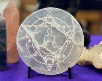 Selenite Charging Plate, Selenite Charging grid, Crystal Grid, Selenite Crystal Grid.