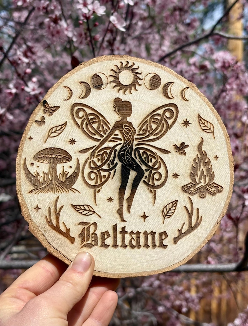 Beltane Art Piece, Laser Engraved Beltane Faerie, Fae Blessing, Beltane ...