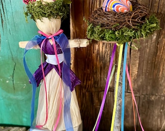 May Queen, Maypole, May Queen Doll, Beltane Maypole, Beltane Altar Decor, May Queen Corn Husk Doll, Wiccan Decor, Beltane, Altar Decor