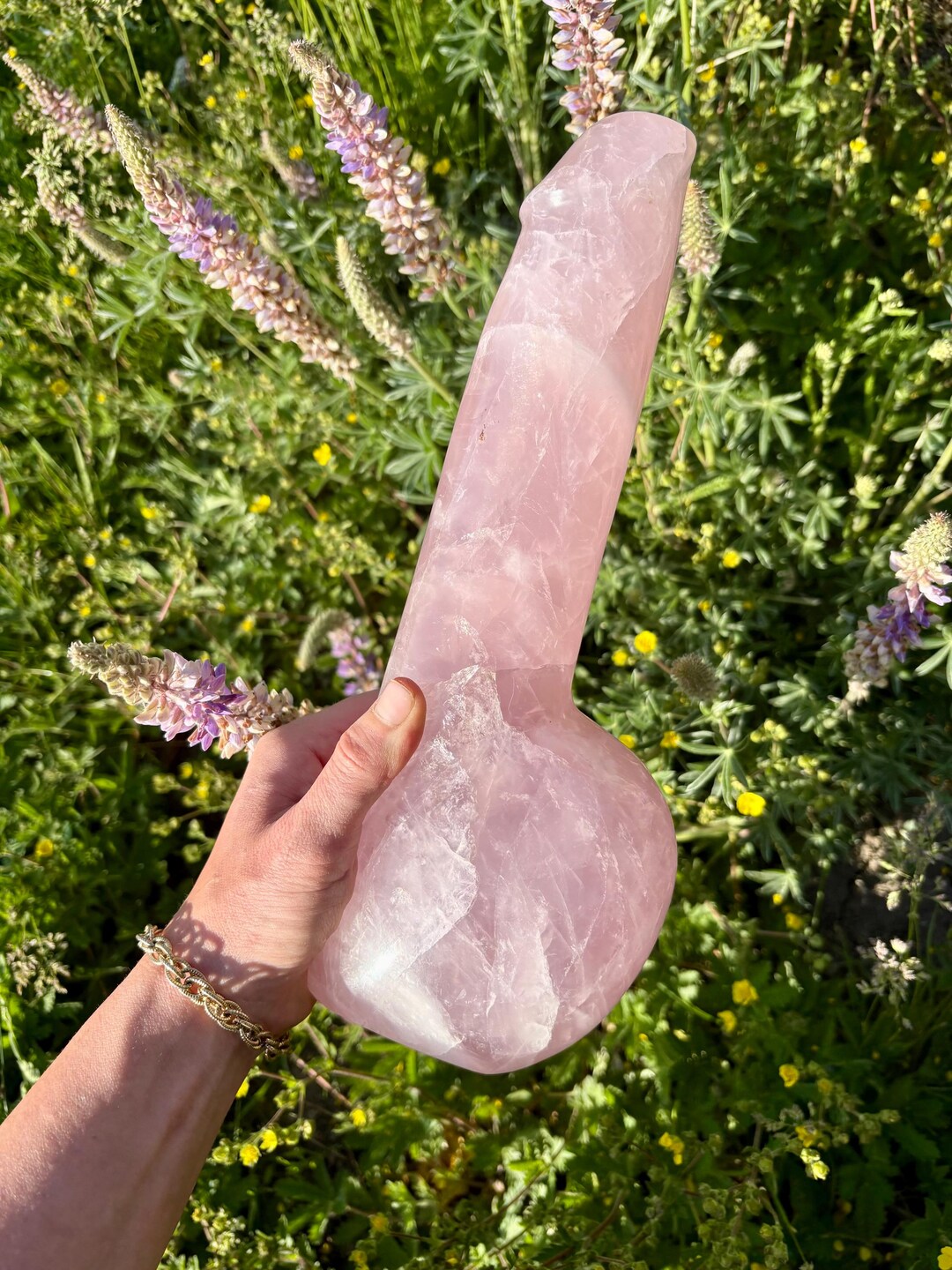 Rose Quartz Phallus Sculpture, Large Pink Crystal Carving, Natural ...