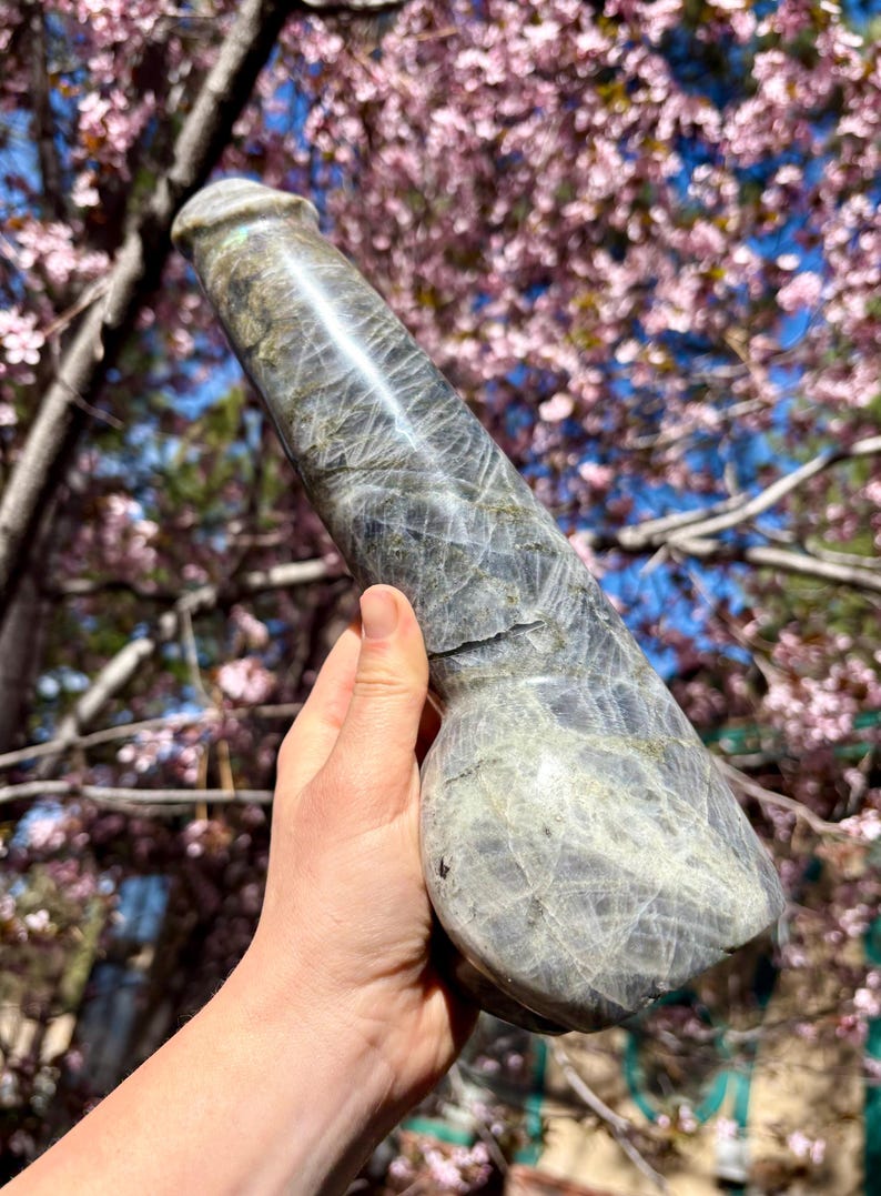 Moonstone Phallus Sculpture, Polished Crystal Carving, Symbolic Decor ...
