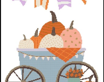 Fall Cart Cross Stitch Chart PDF