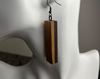 Exotic Walnut & Sycamore Sandwich Earrings *Frankenstein Collection