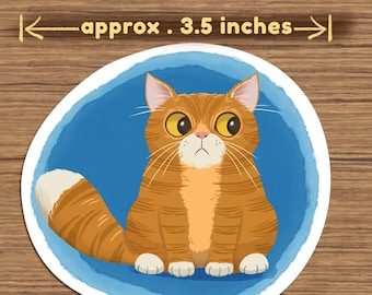 Marmie Vinyl Cat sticker Water bottle sticker, orange cat sticker
