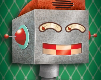 Robot Art - Robot wall art - kids room decor - art for boys room - 8 x 10 print - robot print - art for kids room - wall prints - art prints