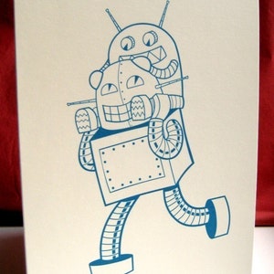 Robot Dad card Father's day card, blank robot notecards, blank greeting card, robot family card, robot greeting card, card for new dad image 3
