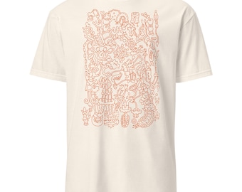 August Sketchbook Abstract Art Printed Tee, Short-Sleeve Unisex T-Shirt