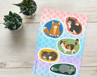 Cat Sticker sheet / Kitty Stickers / Vinyl Sticker / Journaling / Scrapbooking / Hydroflask /water bottle Sticker / Cat