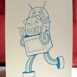 Robot Dad card Father's day card, blank robot notecards, blank greeting card, robot family card, robot greeting card, card for new dad image 1