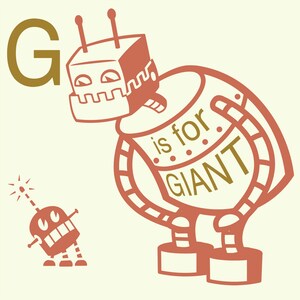 Robot Alphabet Print - G es para gigante, decoración de pared para niños pequeños, impresión de arte de vivero de Robot, arte de bebé, arte de pared de la letra G, arte de robot retro