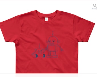 Robot T-shirt - Tee for boys or girls, Green t-shirt, gift for 8 year old, size 8, kids size small