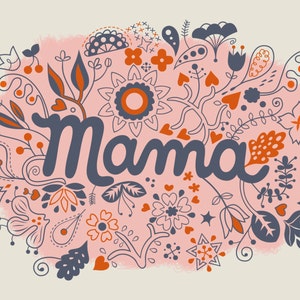 Carte de vœux vierge pour une nouvelle maman, l’anniversaire de maman ou la fête des mères - fleurs et maman lettrée à la main