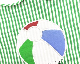 Motif de broderie machine été ballon de plage appliqué, téléchargement numérique en trois tailles de cercle
