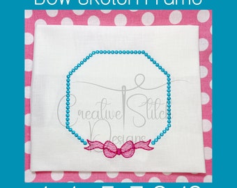 Bow Embroidery Frame Design: Monogram Machine Embroidery (Instant Download)