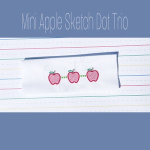 Apple Sketch Trio Embroidery Design: Vintage Back to School (Digital Download)