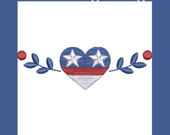 Motif de broderie machine coeur patriotique drapeau Swag vigne téléchargement numérique