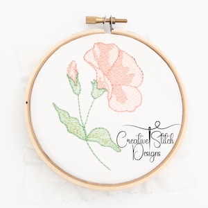 Sweet Pea Blume Maschinenstickerei, kreatives Aquarell Blumenmuster, Sweet Pea Stickerei, Blumen Stickerei Design