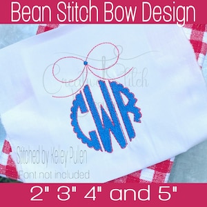 Bean Stitch Bow Embroidery Design: Vintage Style (Digital Download)