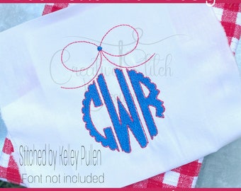 Bean Stitch Bow Embroidery Design: Vintage Style (Digital Download)