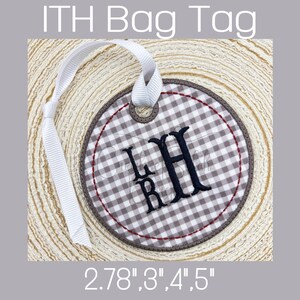 In The Hoop Bag Tag machine embroidery file, Luggage Tag embroidery design pattern, Creative Stitch Designs, ITH Bag Tag or Luggage Tag image 2