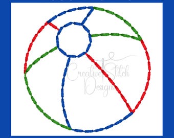 Mini motif de broderie machine Beach Ball Bean Stitch, motif estival, téléchargement numérique