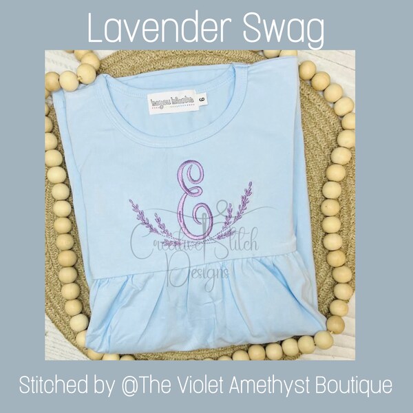 Lavender Swag Monogram Frame Embroidery Design, Vintage Style Embroidery Design, Machine Embroidery Design, Creative Stitch Designs