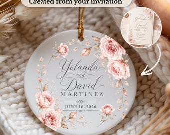 Custom Wedding Invitation Ornament, Personalized Ceramic Keepsake, Wedding Invite Keepsake, Unique Wedding Gift for Couple, Anniversary Gift