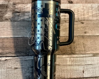 Engraved Stanley Tumbler Fishing Design Stanley Cup Fisherman’s Tumbler Fathers Day Stanley Etched Gift For Dad Custom Stanley for Him
