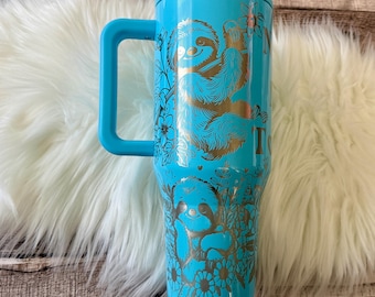 Laser Engraved HydroJug Tumbler: Neon Wave Sloth Design