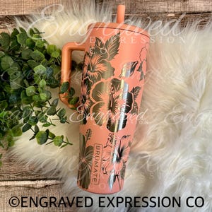 Engraved Brumate Era Tumbler Engraved 40 oz Summer Brumate Tumbler Trending Brumate Tumbler Hawaiian Theme Tumbler Hibiscus Floral BRuMATE