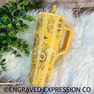 Engraved Brumate Era Tumbler Sunflower BRuMATE Era Tumeric Summer Tumbler Etched BRuMATE Butterly Yellow Tumbler Laser BRuMATE Era Floral