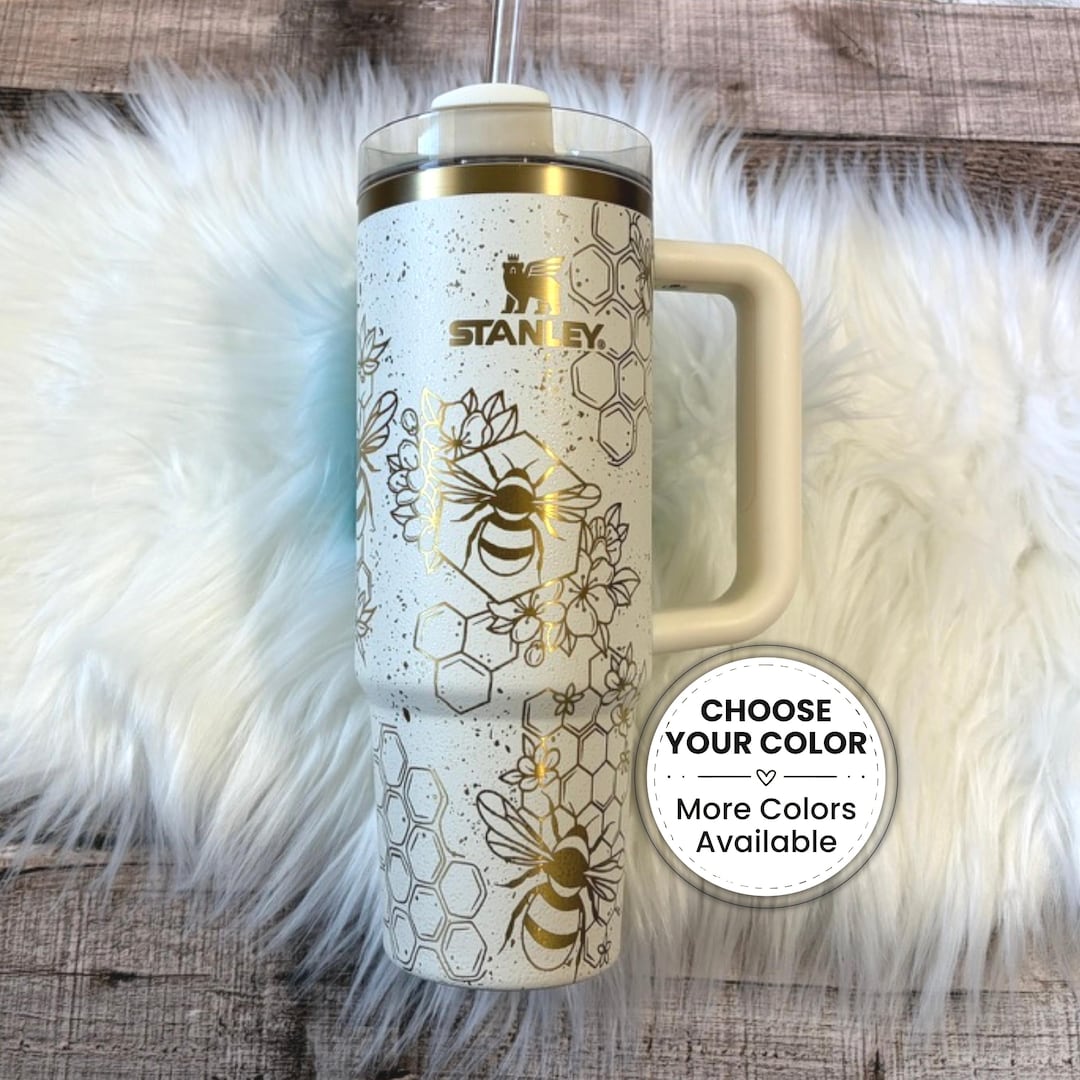 Custom Honeybee Drinkware, Cream Moon Tumbler | Full Wrap