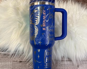 Engraved Stanley Tumbler: Christian Faith Design - Royal Blue Protour