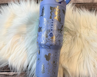 Pervenche voyageur HydroJug gravée, cadeau gobelet HydroJug personnalisé, jolie tasse 40 oz, cadeau de collectionneur