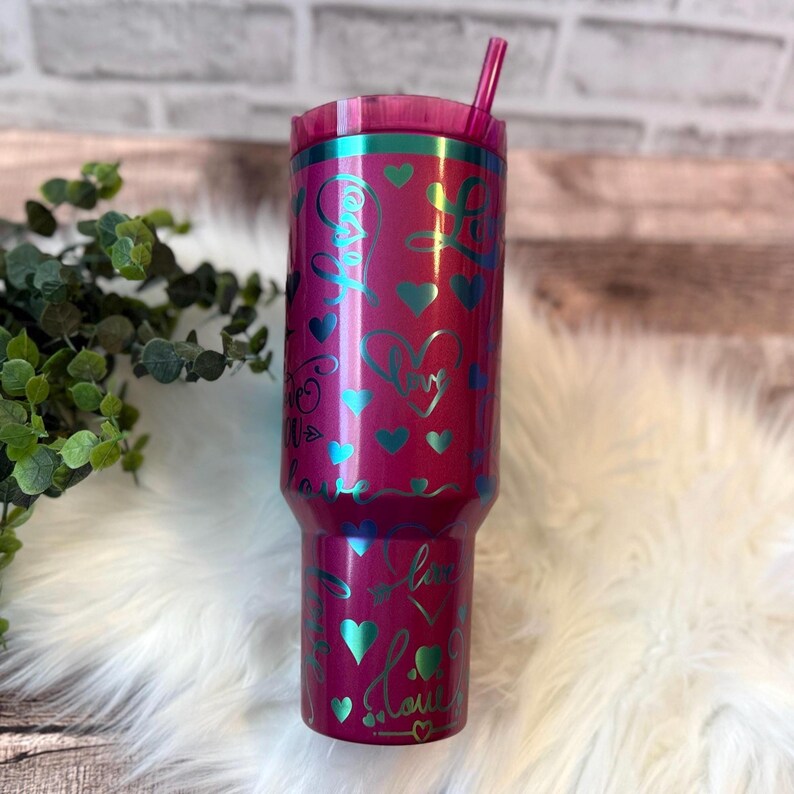 Engraved Stanley Tumbler Berry Truffle Laser Etched Valentines Limited Edition Stanley Quick Ship Valentines Day Gift Berry Truffle Stanley image 2