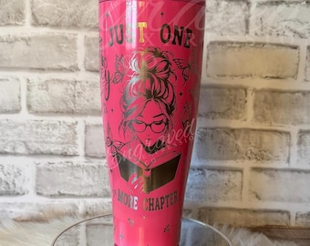 Engraved Brumate Tumbler Neon Pink Etched BRuMATE Book Lover Reading Design Gift For Teacher Custom Gift College Custom Gift Laser BRuMATE