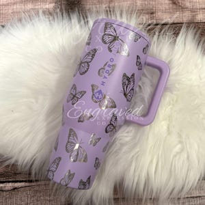 Laser Engraved Butterfly HydroJug Traveler - Lavender 40oz Tumbler