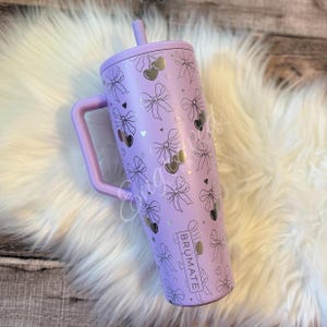 Engraved Brumate Era Tumbler: Lavender Cherry Bow Design, Personalized 40oz Cup