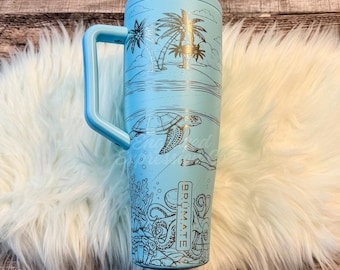 Gobelet glacier gravé Brumate Era Flip : verres BRuMATE océan tropical, gobelet d'été personnalisé 40 oz