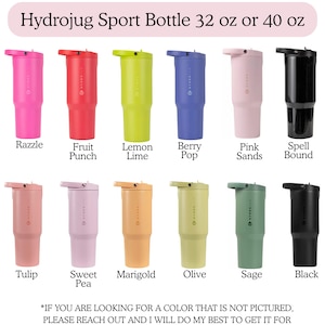 a collection of twelve colorful sports bottles, each with a different color and design.