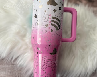 Gobelet ours en peluche gravé 40 oz HydroJug Traveler avec revêtement bonbon, tasse arc-en-ciel humour adulte, cadeau rose rigolo pour elle
