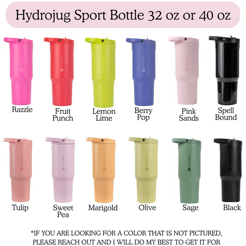 a collection of twelve colorful sports bottles, each with a different color and design.