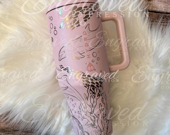 Engraved Hydrojug Traveler, Laser Pink Sands Hydrojug Tumbler, Fun Etched Dolphin Tumbler, Gift For Ocean Lover