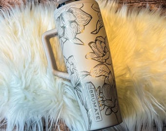 Engraved Brumate Era Dune 40oz Tumbler | Floral Engraved Cup | Personalized Travel Mug | Dune | Custom Gift for Her | Full Wrap Design