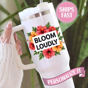 Personalized 40oz Hibiscus Tumbler: Tropical Vacation Cup